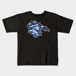 Hornby Island SIlhouette in Blue Camouflage - Army Camo Pattern - Hornby Island Kids T-Shirt